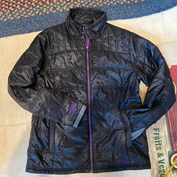 Cabela’s Lightweight Puffer/Windbreaker Black Jacket with Magenta Trim! Medium! - Picture 1 of 15